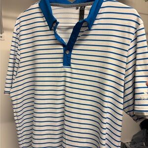 Adidas Men's Blue Striped Polo Shirt